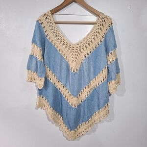 Umgee USA Women Crochet Small Tunic Crochet Beachy Boho Swim Cover Fairy